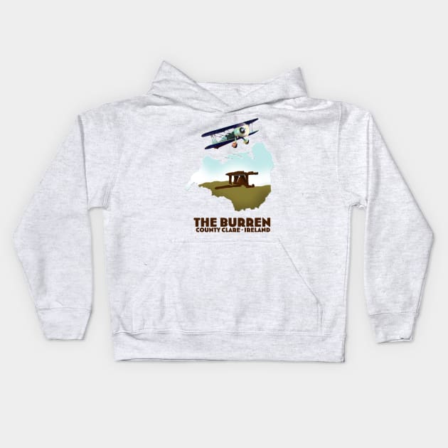 County Clare The Burren Ireland travel poster Kids Hoodie by nickemporium1